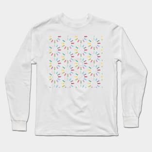 Facades of old canal houses from Amsterdam City rainbow color illustration Long Sleeve T-Shirt